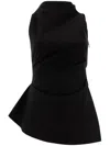 Alexander Mcqueen Asymmetric Gathered Top In Black