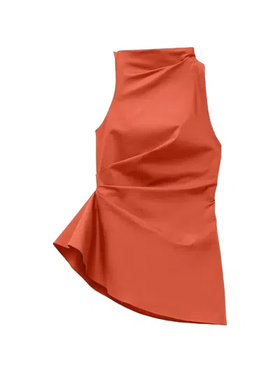Alexander Mcqueen Draped Asymmetric Top In Orange
