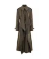 Alexander Mcqueen Draped Belted Trench Coat In Brown