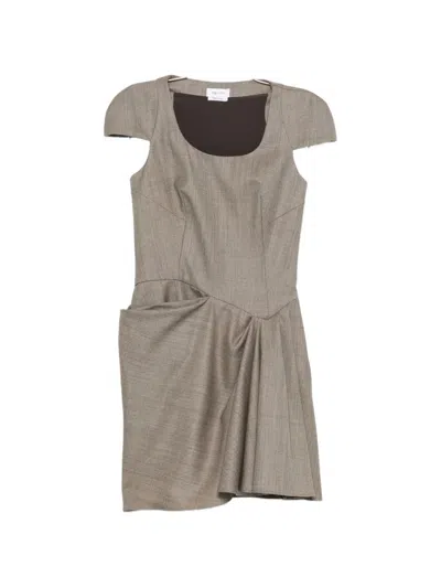 Alexander Mcqueen Draped Cap-sleeve Mini Dress In Gray