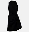 Alexander Mcqueen Draped Cotton Minidress In Black