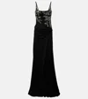 Alexander Mcqueen Mcqueen Embellished Draped Crepe Gown In Black
