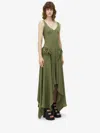 Alexander Mcqueen Silk Asymmetric Midi Dress In Khaki