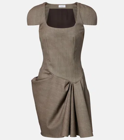 Alexander Mcqueen Draped Gathered Minidress In Gray