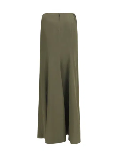 Alexander Mcqueen Draped Long Silk Skirt In Green
