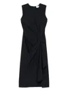 Alexander Mcqueen Black Compact Viscose Blend Knit Midi Dress In Blue