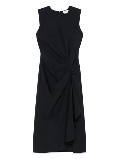 Alexander Mcqueen Draped Midi Dress In Blue