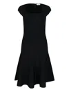 Alexander Mcqueen Draped Midi Dress With Fitted Bodice In Black