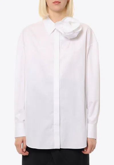 Alexander Mcqueen Draped Orchid Button-up Shirt In White