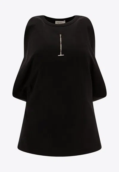 Alexander Mcqueen Draped Ribbed Tank Top In Black