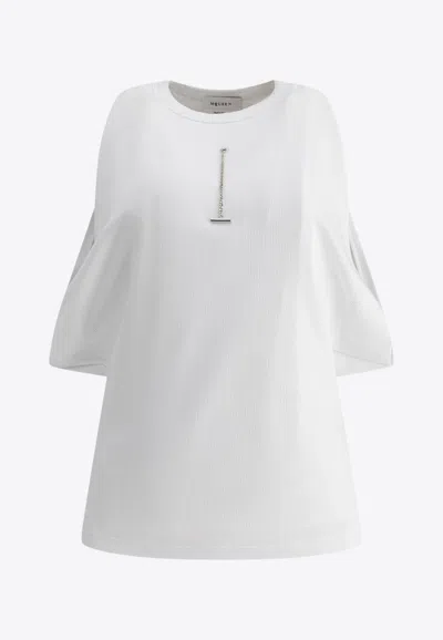 Alexander Mcqueen Draped Ribbed Tank Top In White