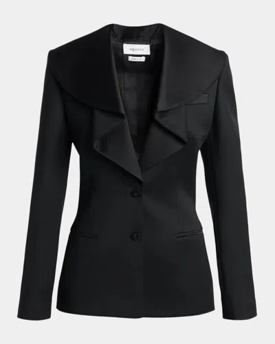 Alexander Mcqueen Draped Satin Lapel Single-breasted Jacket In Black