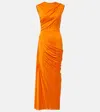 Alexander Mcqueen Asymmetric Gathered Dress In Orange
