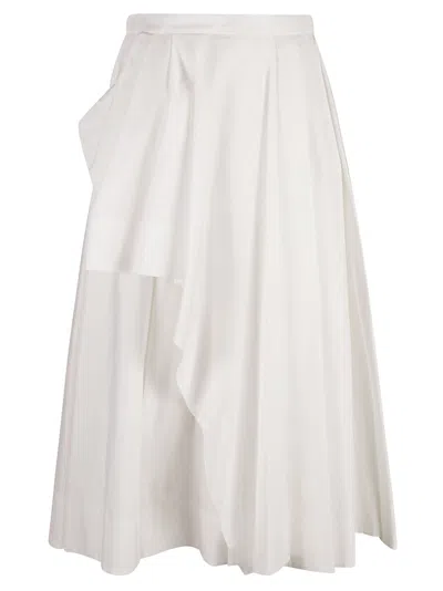 Alexander Mcqueen Draped Skirt In Optical White