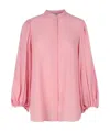 Alexander Mcqueen Collarless Draped-sleeve Blouse In Pink