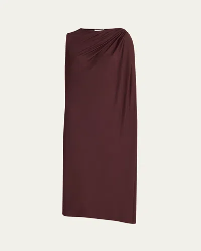 Alexander Mcqueen Draped Sleeveless Midi Dress In Burgundy