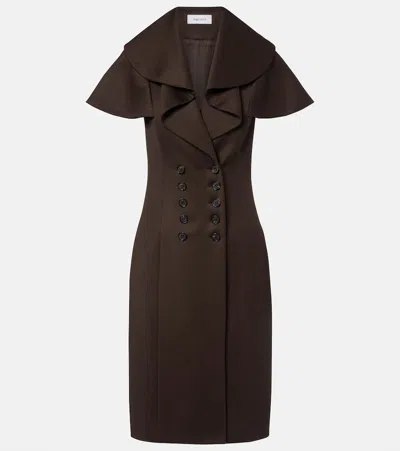Alexander Mcqueen Draped Wool Minidress In Brown