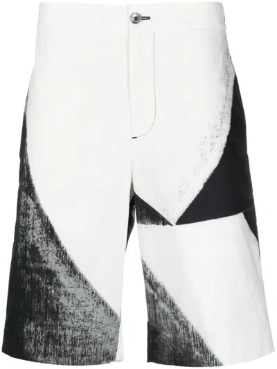 Alexander Mcqueen Drawstring Cotton Shorts In White
