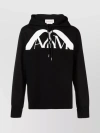 Alexander Mcqueen Drawstring Hooded Sweater With Ribbed Hem And Cuffs In Black