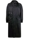 Alexander Mcqueen Drawstring Waist Hooded Coat In Black