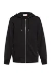Alexander Mcqueen Drawstring Zip Up Hoodie In Nero