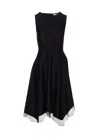 Alexander Mcqueen Women Asymmetric Midi Dress In Black