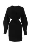 Alexander Mcqueen Mini Wool Twisted Dress In Black