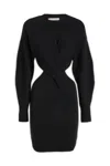 Alexander Mcqueen Mini Wool Twisted Dress In Black
