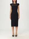 Alexander Mcqueen Lace-trimmed Midi Dress In Black