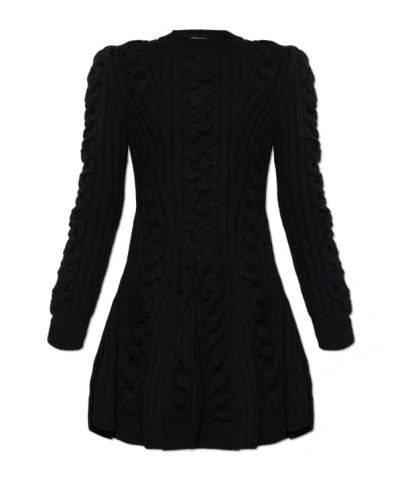 Alexander Mcqueen Dress With Decorative Knit In Black