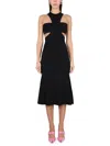 Alexander Mcqueen Black Slashed Harness Midi Dress In Black