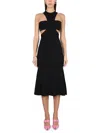 Alexander Mcqueen Black Slashed Harness Midi Dress In Black