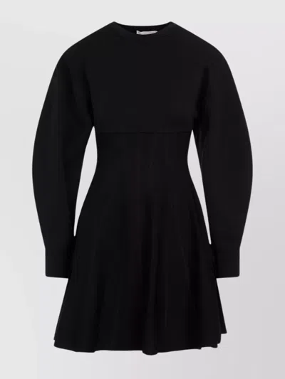 Alexander Mcqueen Dress Wool Flared Skirt In Black