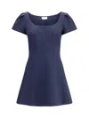 Alexander Mcqueen Square Neckline Knee Length Dress With Panel Detailing In Blue