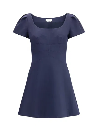 Alexander Mcqueen Short Dress With Short Gathered Sleeves In Blue
