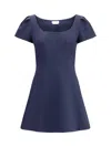 Alexander Mcqueen Square Neckline Knee Length Dress With Panel Detailing In Blue