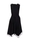 Alexander Mcqueen Asymmetric Lace Hem Sleeveless Midi Dress