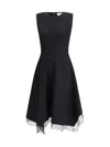 Alexander Mcqueen Women Asymmetric Midi Dress In Black