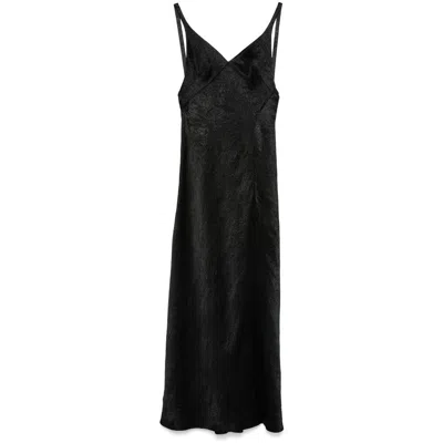 Alexander Mcqueen Crinkled-finish Maxi Dress In Black