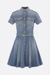 Alexander Mcqueen Mini Denim Dress In Blue
