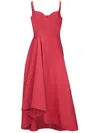 Alexander Mcqueen Asymmetric Flared Midi Dress In Lust Red