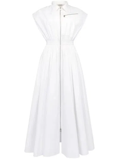 Alexander Mcqueen Hemdkleid Aus Baumwolle In Optical White