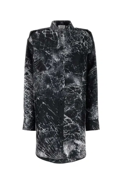 Alexander Mcqueen Women Printed Silk Shirt Dress In Black