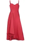 Alexander Mcqueen Asymmetric Flared Midi Dress In Red