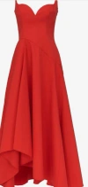 Alexander Mcqueen Asymmetric Flared Midi Dress In Red