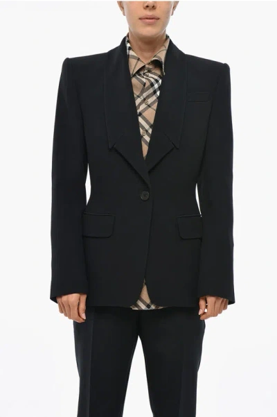 Alexander Mcqueen Dropped Lapel Slim Fit Blazer With Flap Pockets In Black