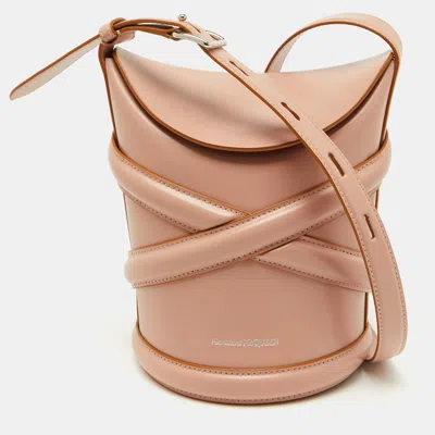 Pre-owned Alexander Mcqueen Dusty Pink Leather The Curve Bucket Bag