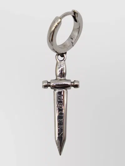Alexander Mcqueen Earrings Hoop Dagger Pendant In Metallic