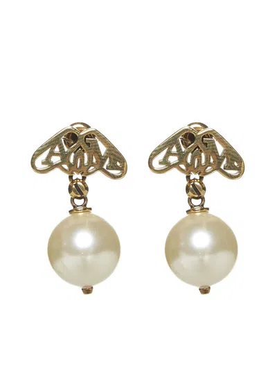 Alexander Mcqueen Earrings In L.a.gold+pearl