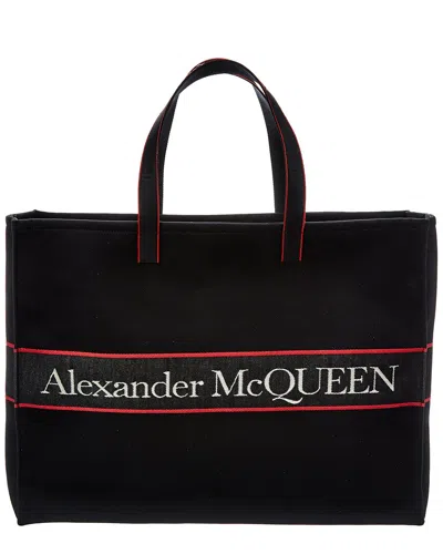 Alexander Mcqueen East/west Selvedge Canvas Tote In Black